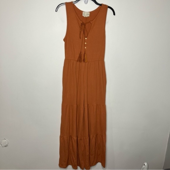 Anthropologie Saturday Sunday ribbed tiered jumpsuit rust colored size XS - Picture 3 of 11